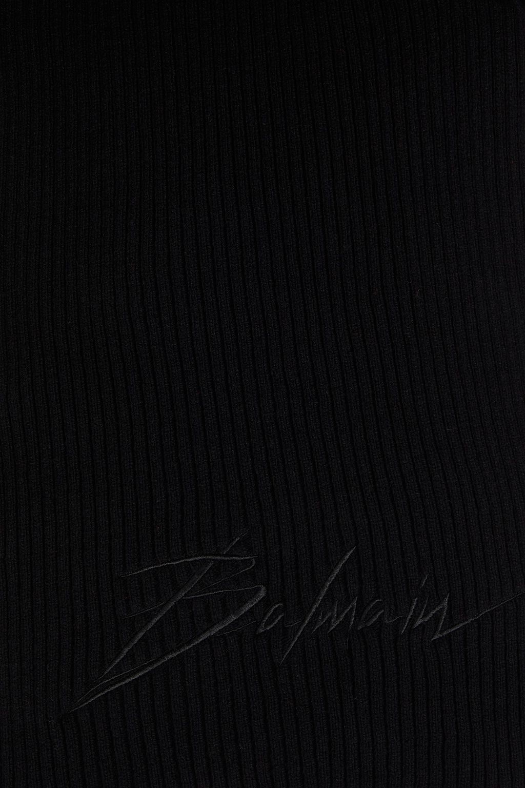 BALMAIN Ribbed cashmere and wool-blend scarf