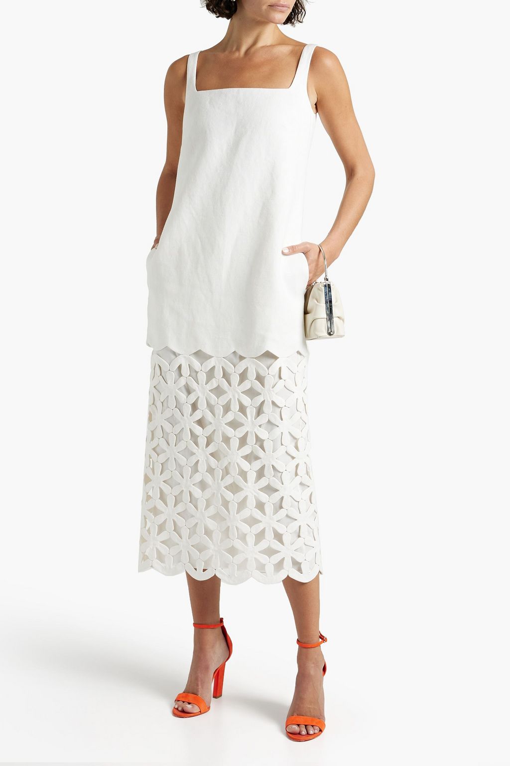 VALENTINO GARAVANI Cutout hemp midi dress