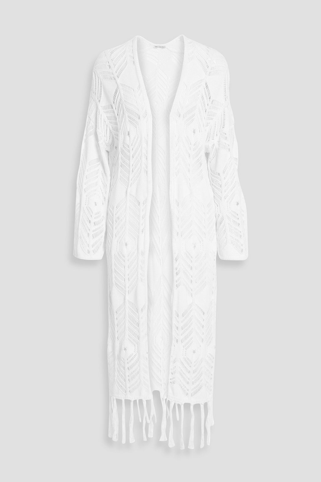 Autumn Cashmere - Fringed Open-Knit Cotton Cardigan White - M