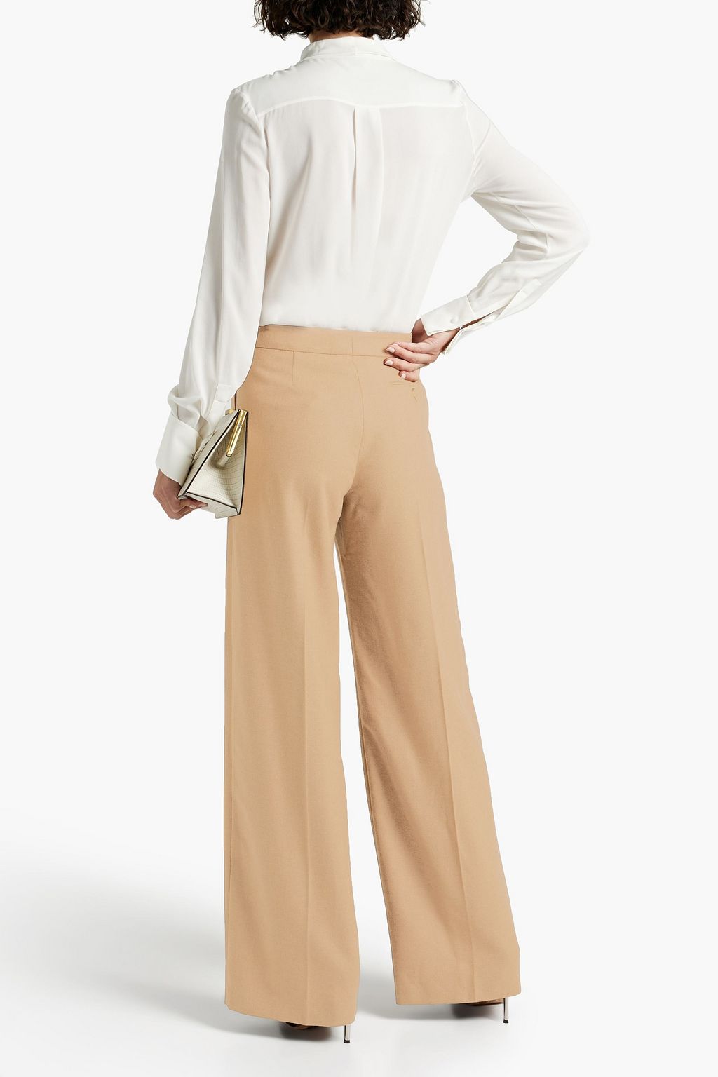 MCQUEEN Camel hair-twill wide-leg pants