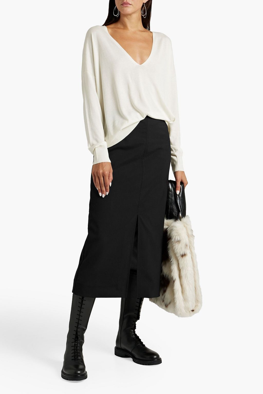 CO Wool midi skirt