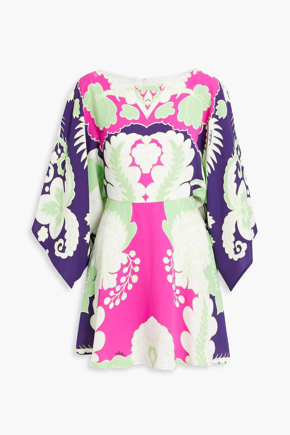 Valentino Printed Silk Crepe De Chine Mini Dress In Amethyst/multicolor