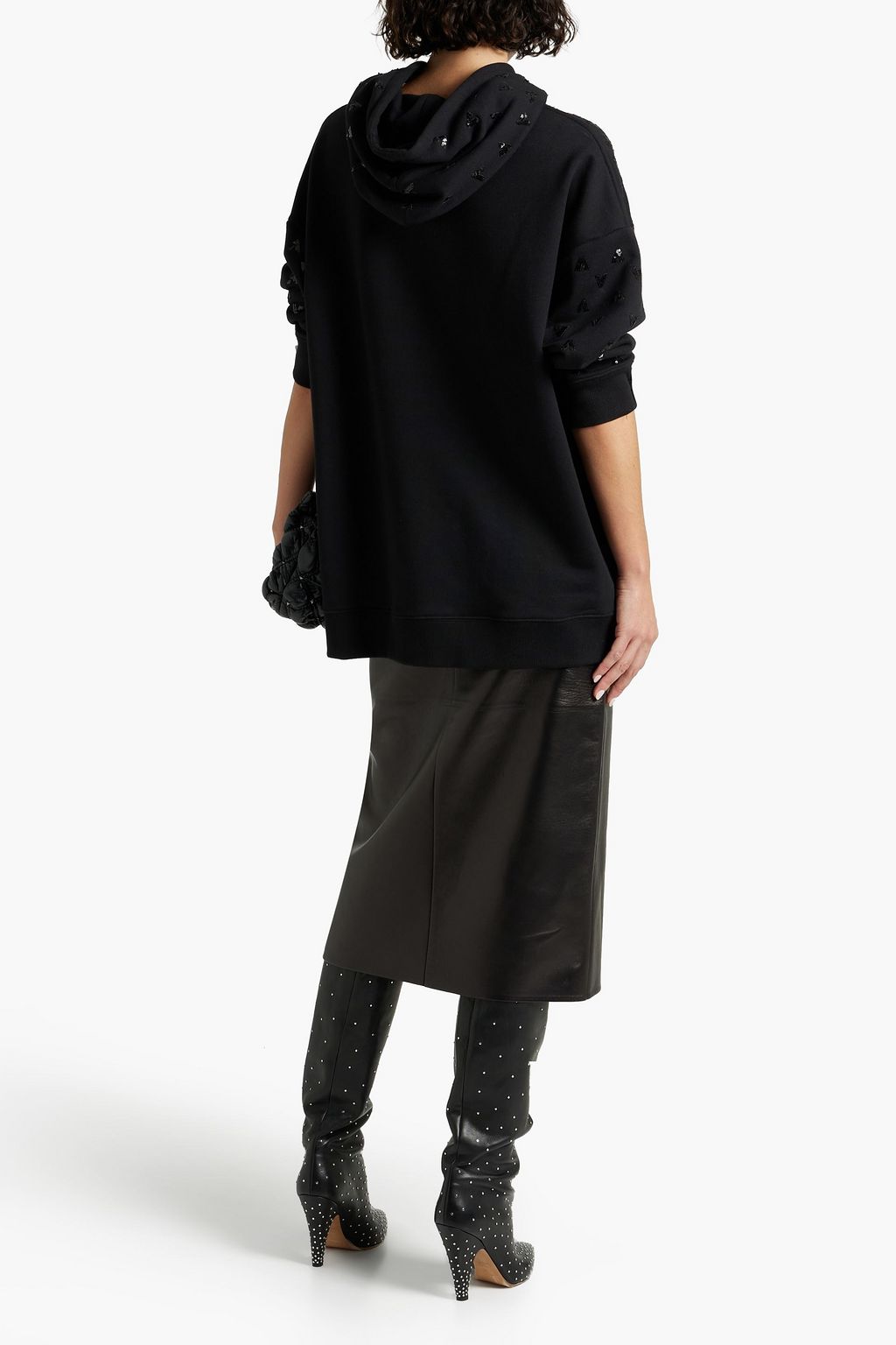 VALENTINO GARAVANI Sequin-embellished French cotton-terry hoodie