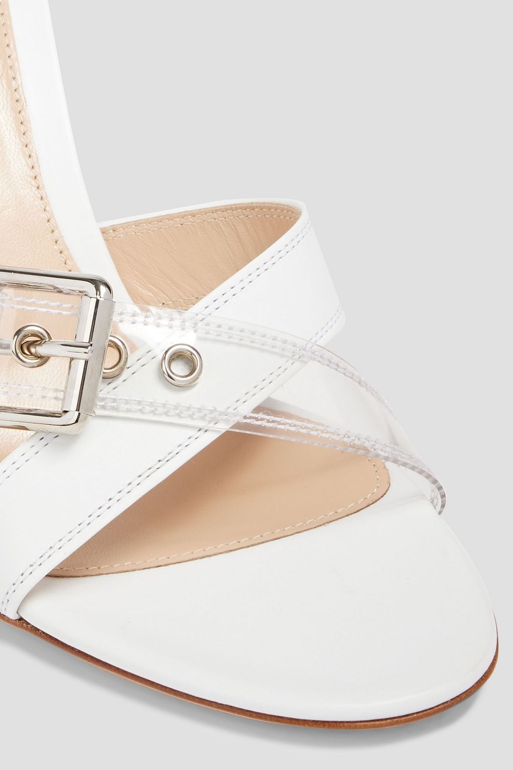 GIANVITO ROSSI Buckled leather and PVC mules