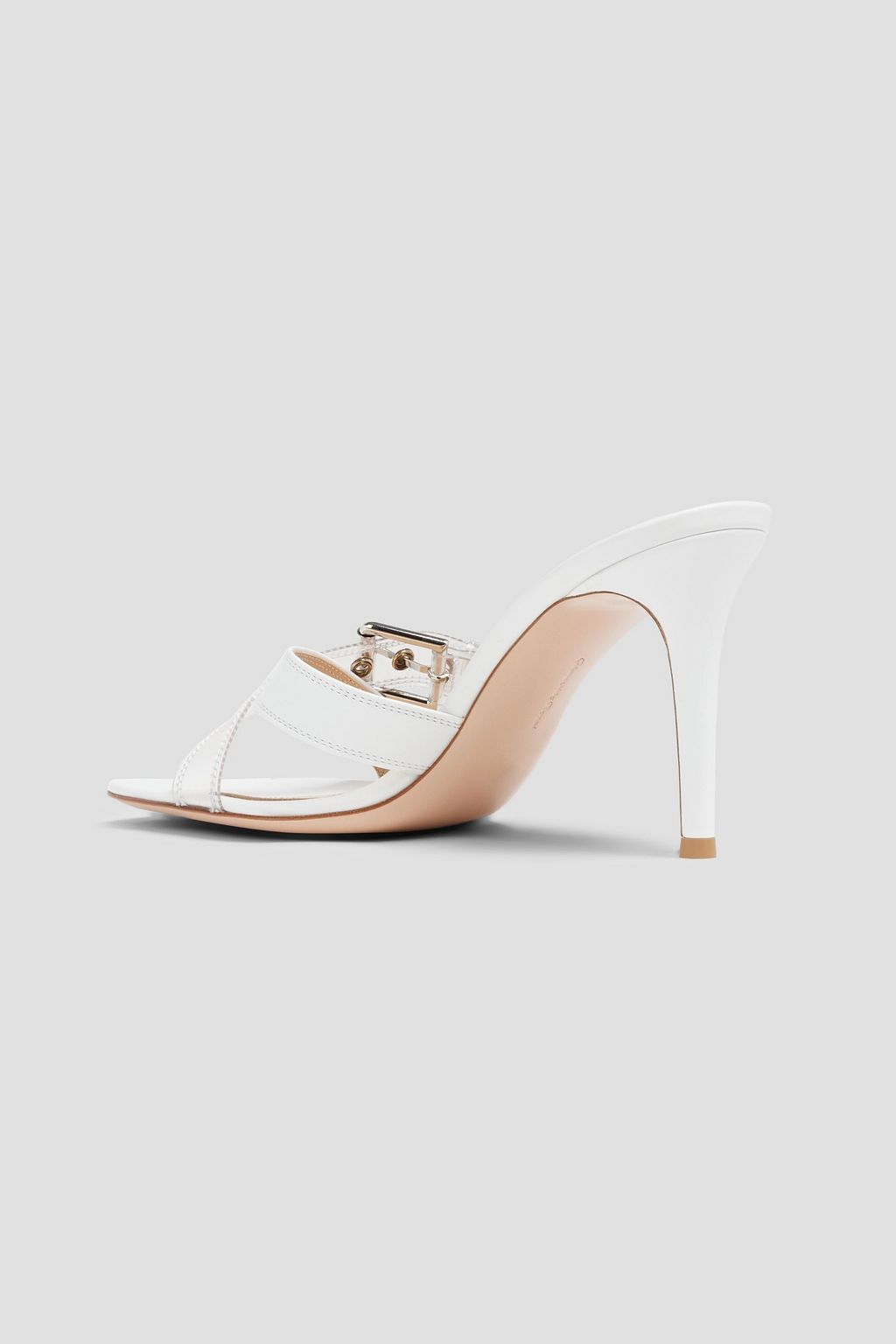 GIANVITO ROSSI Buckled leather and PVC mules