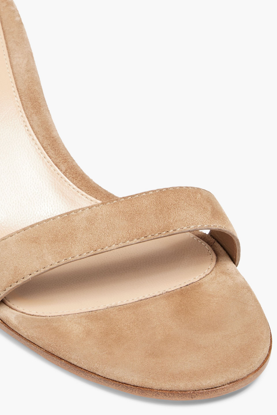 Gianvito Rossi Chain-embellished Suede Sandals In Beige