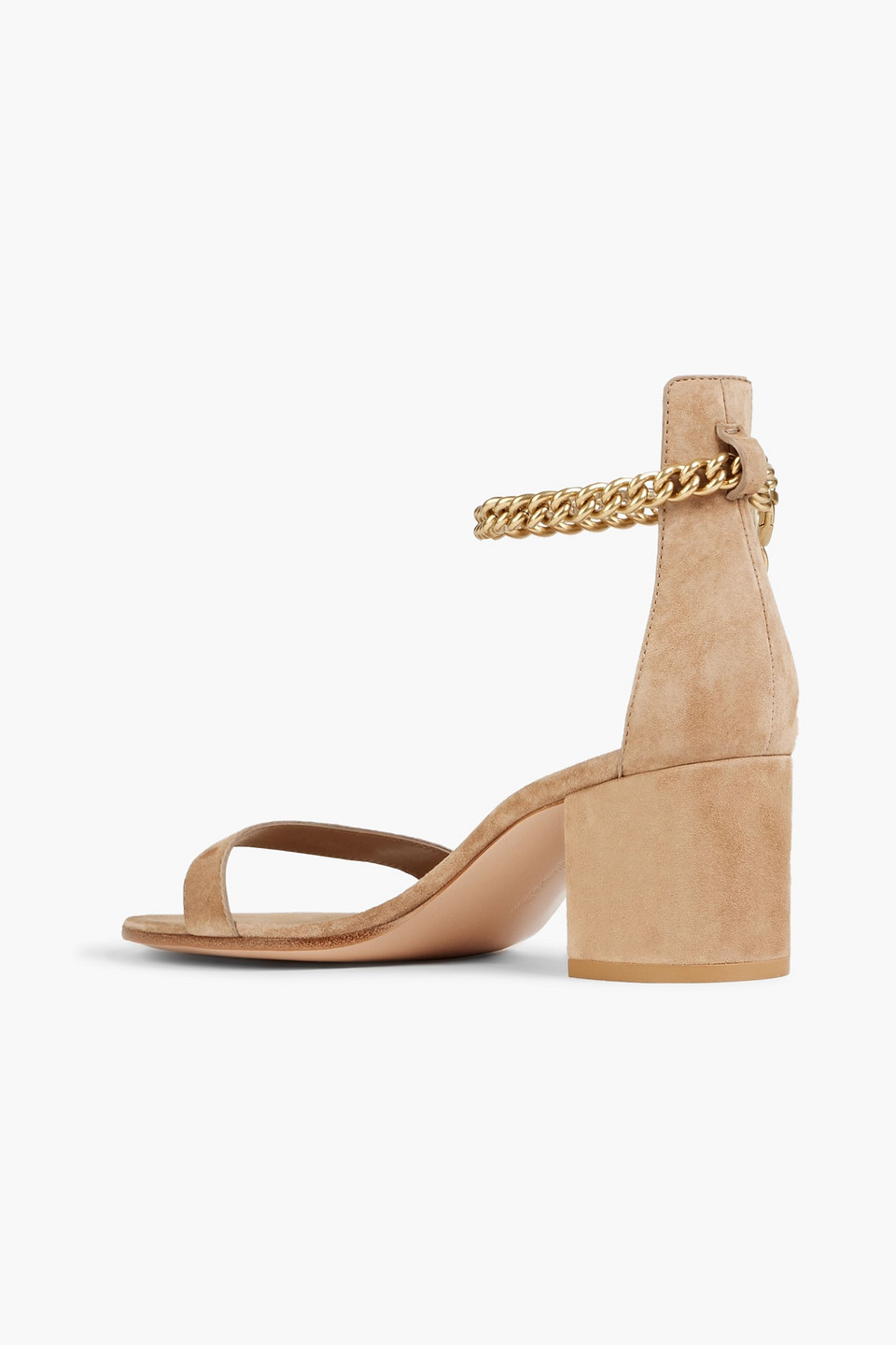 Gianvito Rossi Chain-embellished Suede Sandals In Beige
