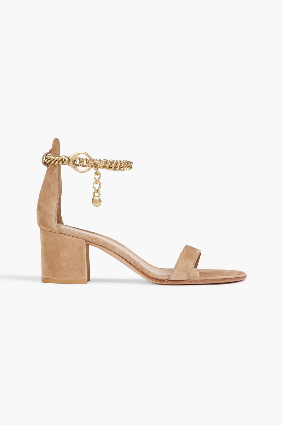 Gianvito Rossi Chain-embellished Suede Sandals In Beige