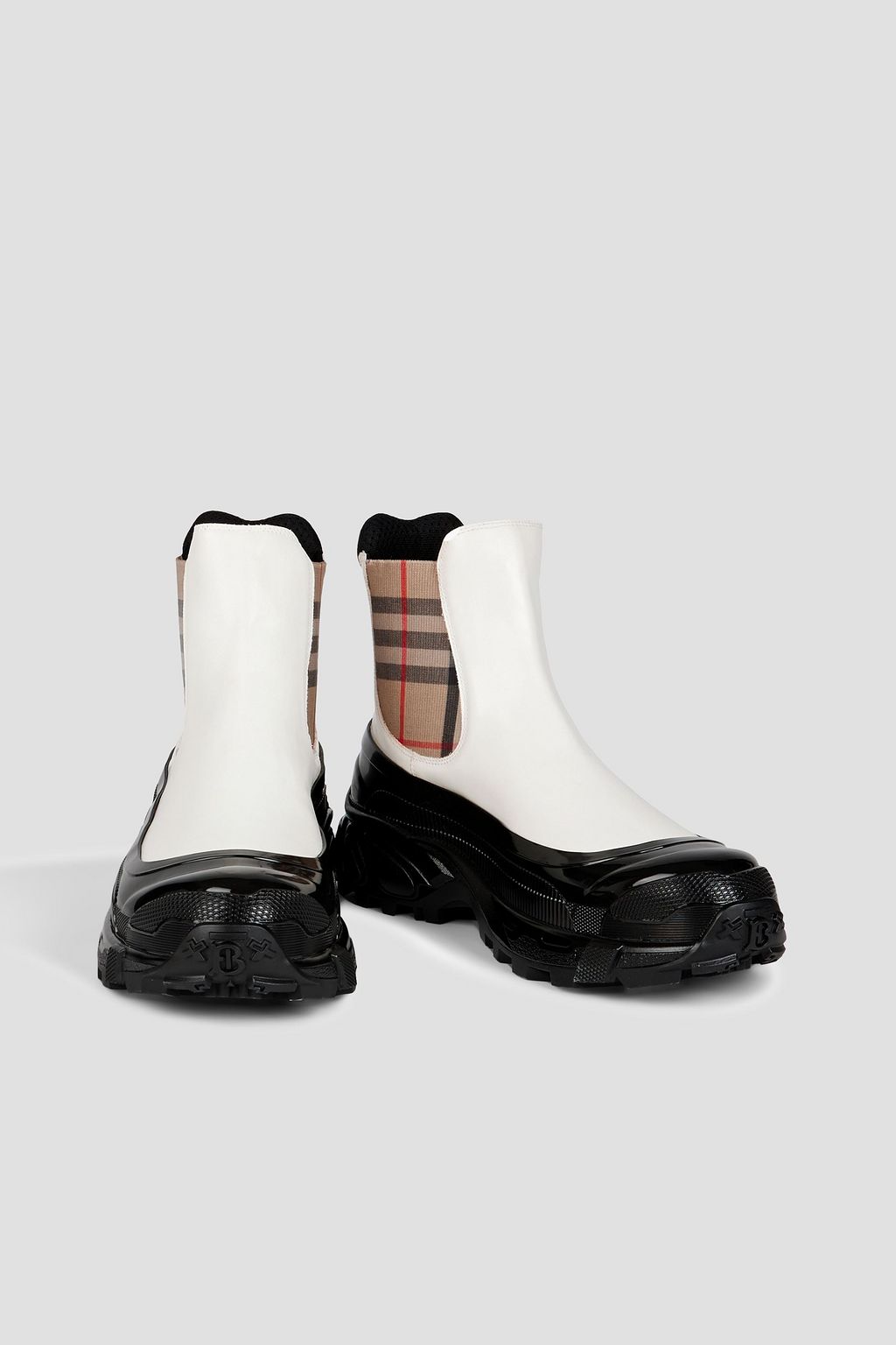 Burberry - Two-Tone Leather Ankle Boots White - EU 36