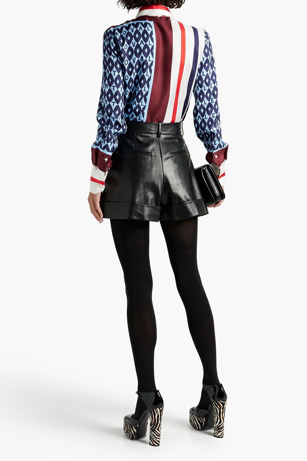 VALENTINO GARAVANI Pleated leather shorts