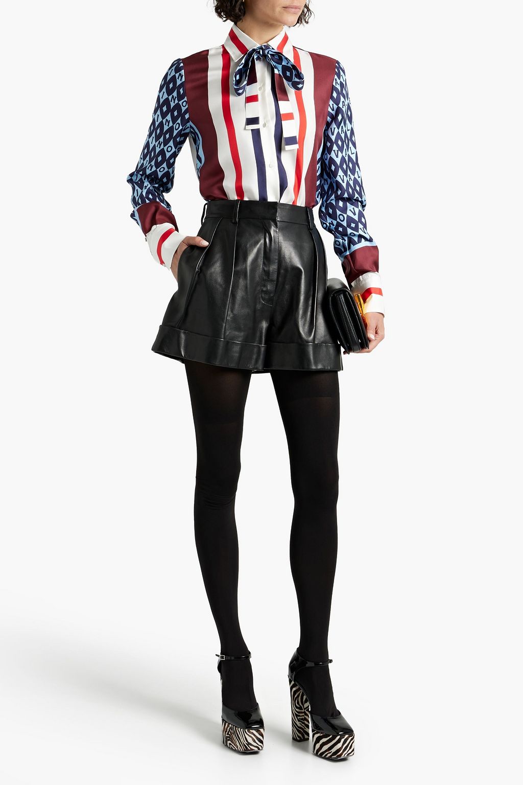 VALENTINO GARAVANI Pleated leather shorts
