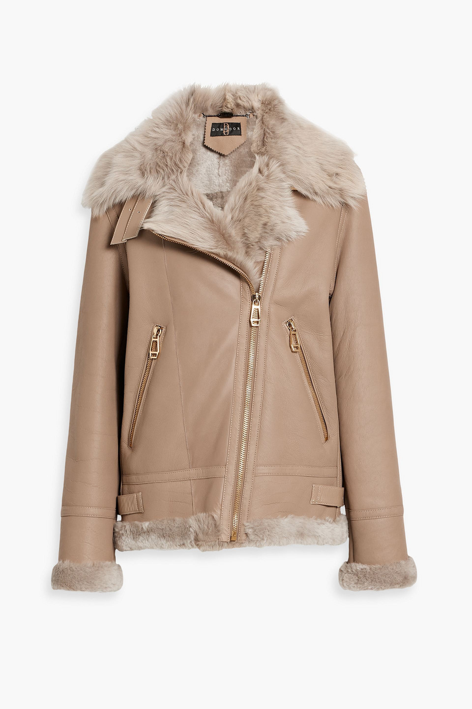 Dom Goor Shearling Biker Jacket In Sand