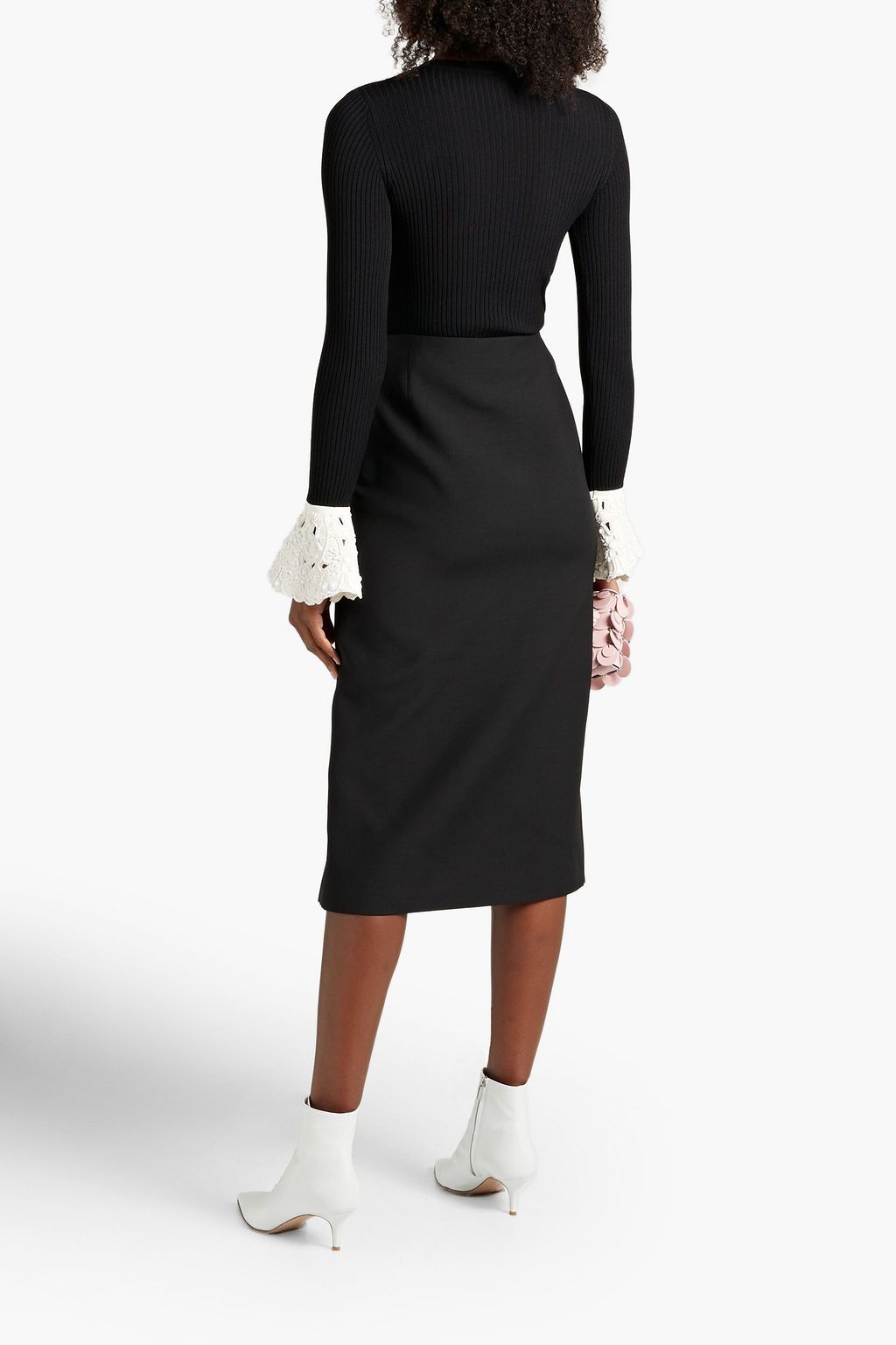 VALENTINO GARAVANI Wool and silk-blend crepe midi skirt