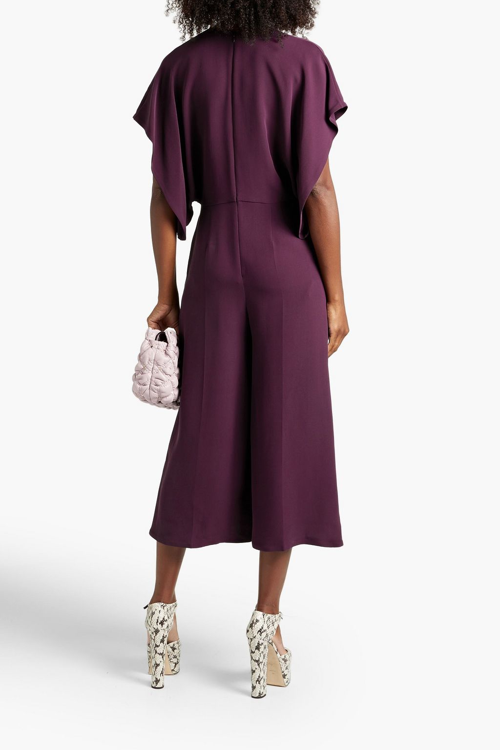 VALENTINO GARAVANI Cropped silk-crepe wide-leg jumpsuit