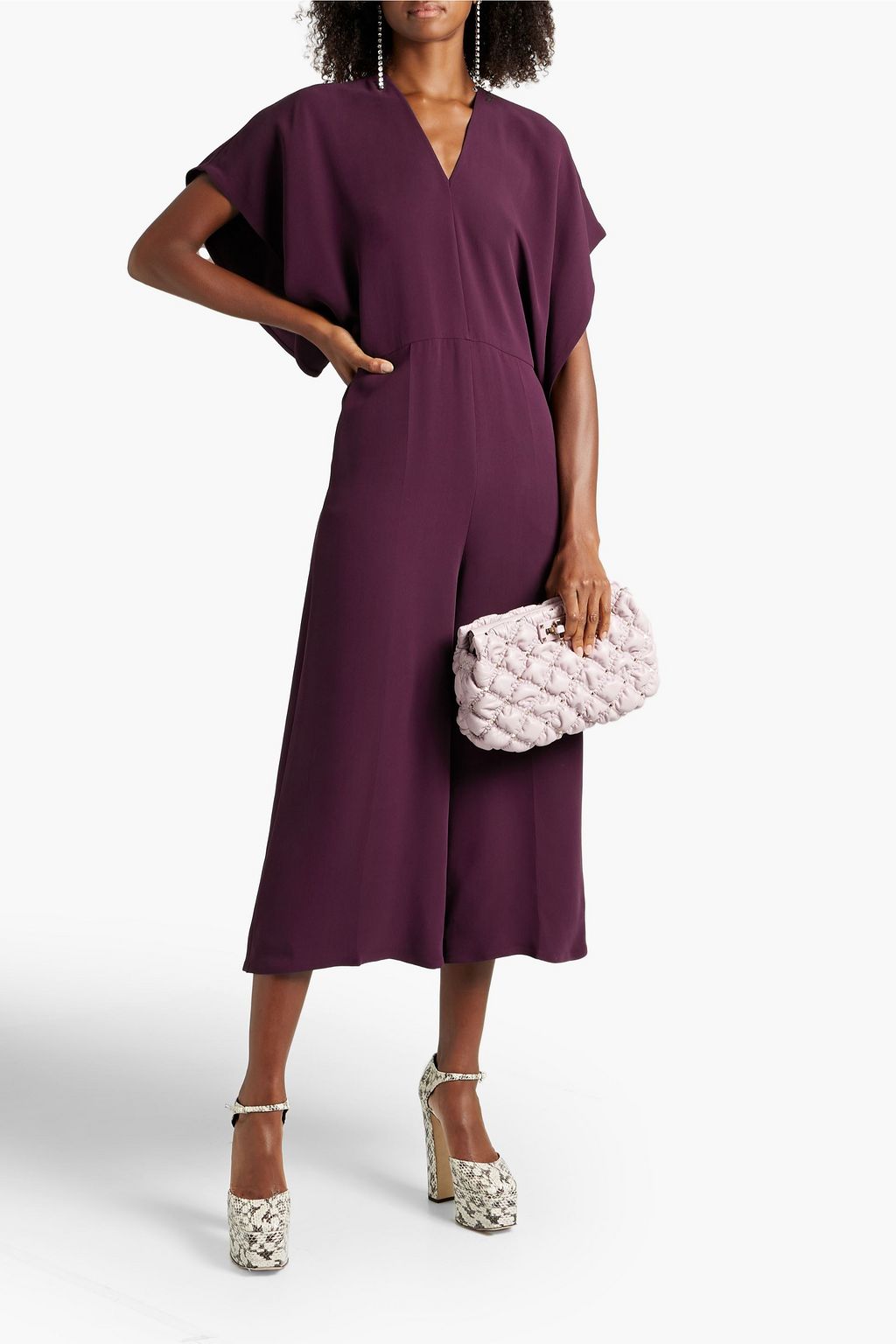 VALENTINO GARAVANI Cropped silk-crepe wide-leg jumpsuit