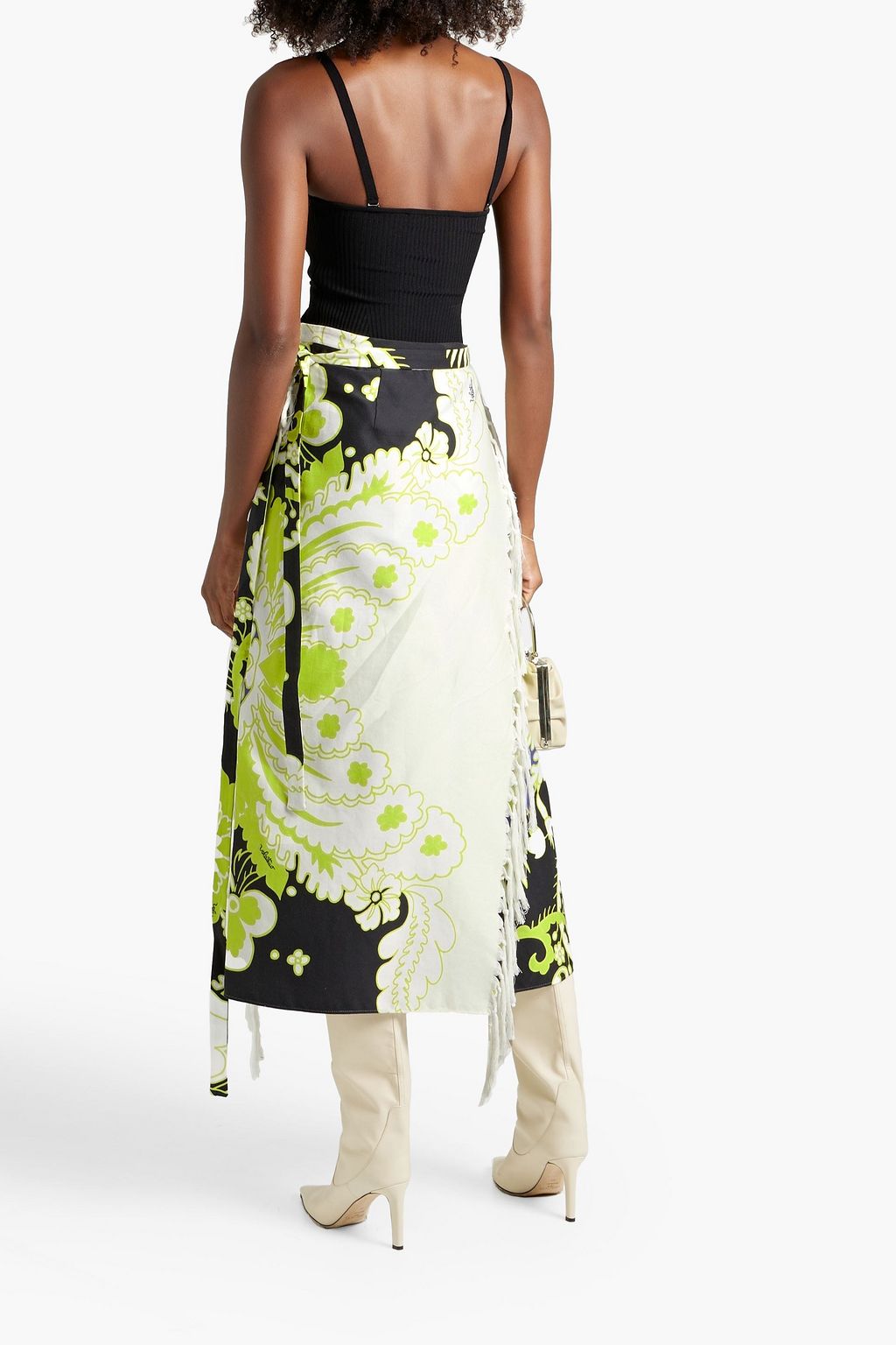VALENTINO GARAVANI Bedruckter Midi-Wickelrock aus Baumwoll-Twill mit Troddeln