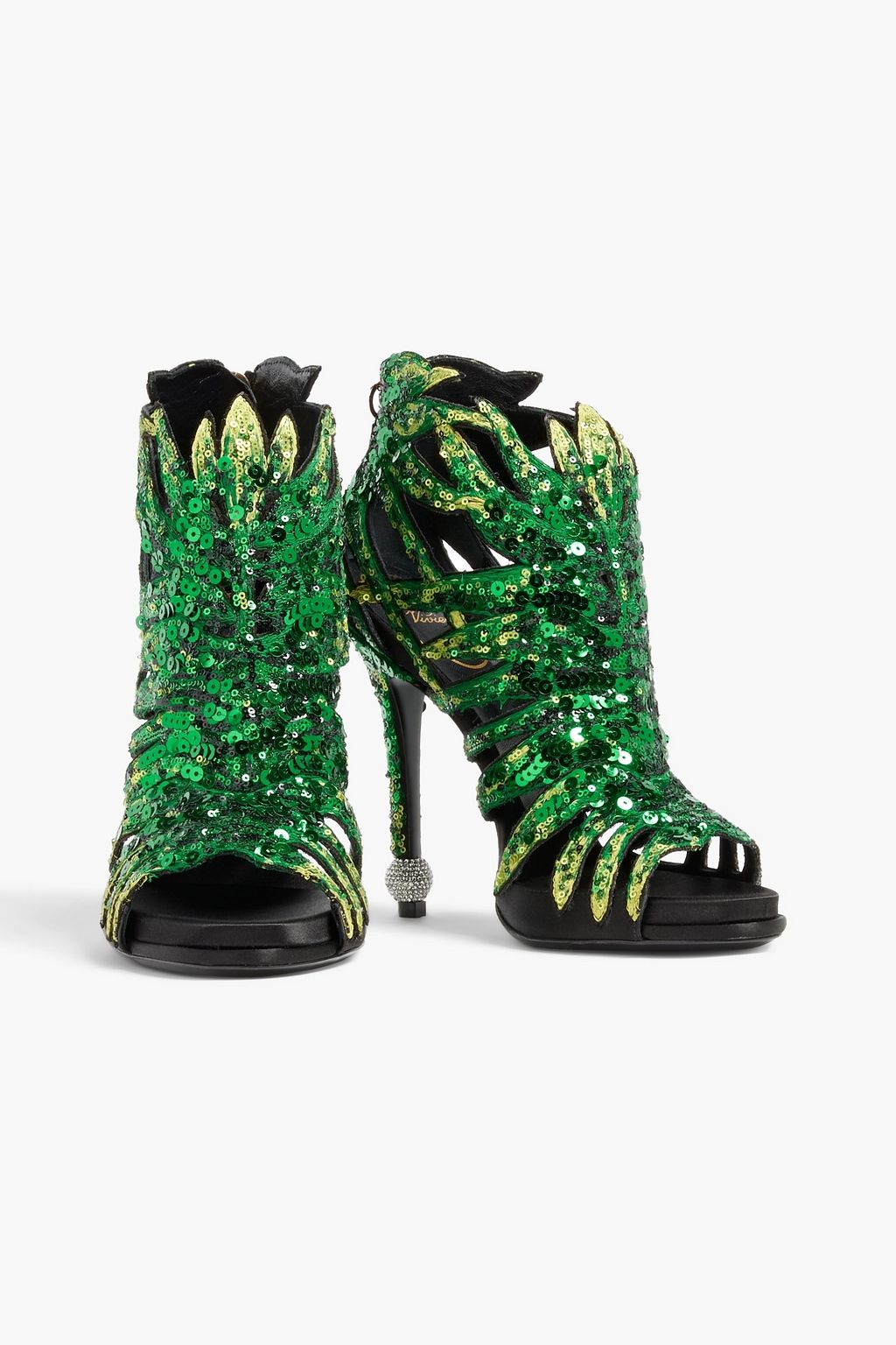 ROGER VIVIER Embellished satin platform sandals