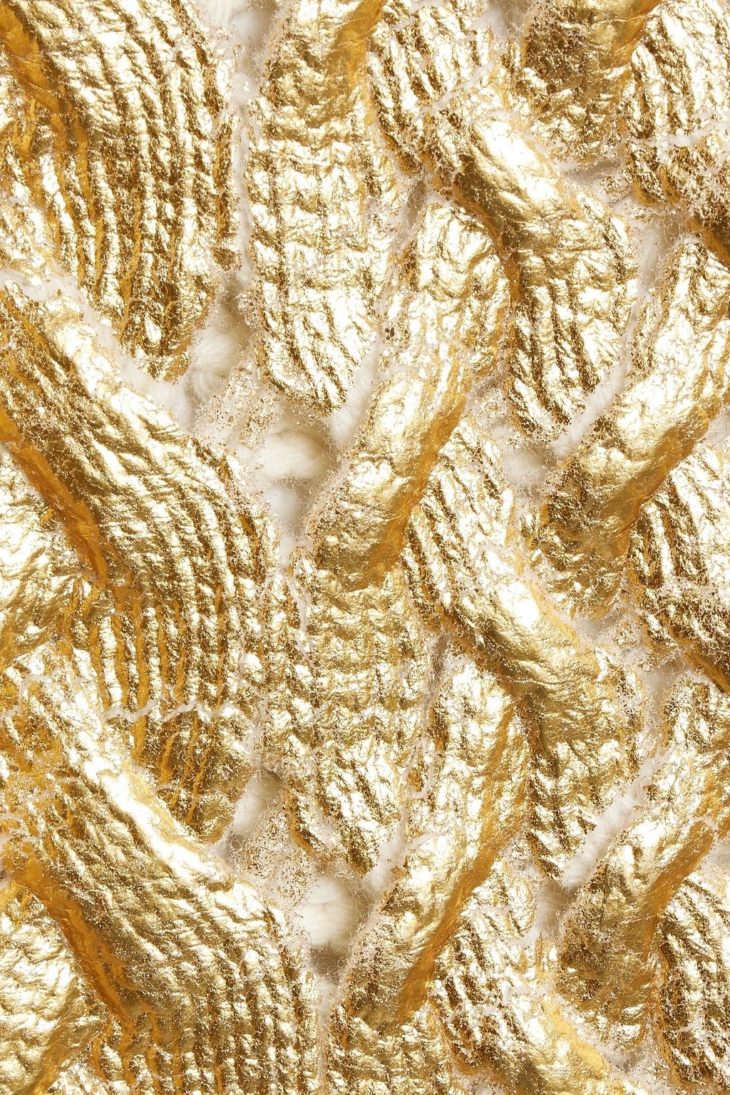 VALENTINO GARAVANI كنزة من الصوف محبوك بحبكة غليظة ومطلي بلون ميتاليك