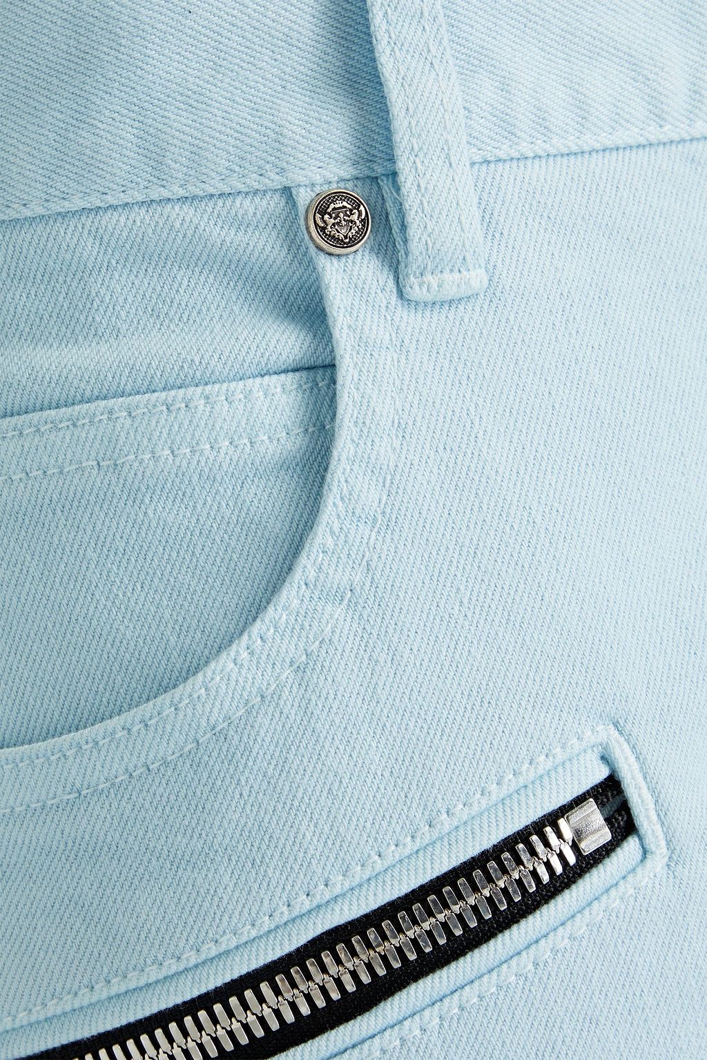 BALMAIN Skinny-fit distressed ribbed denim jeans