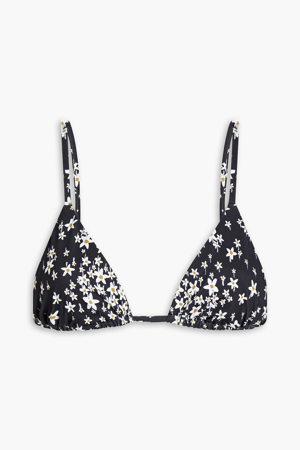 Shop Onia Floral-print Triangle Bikini Top In Black