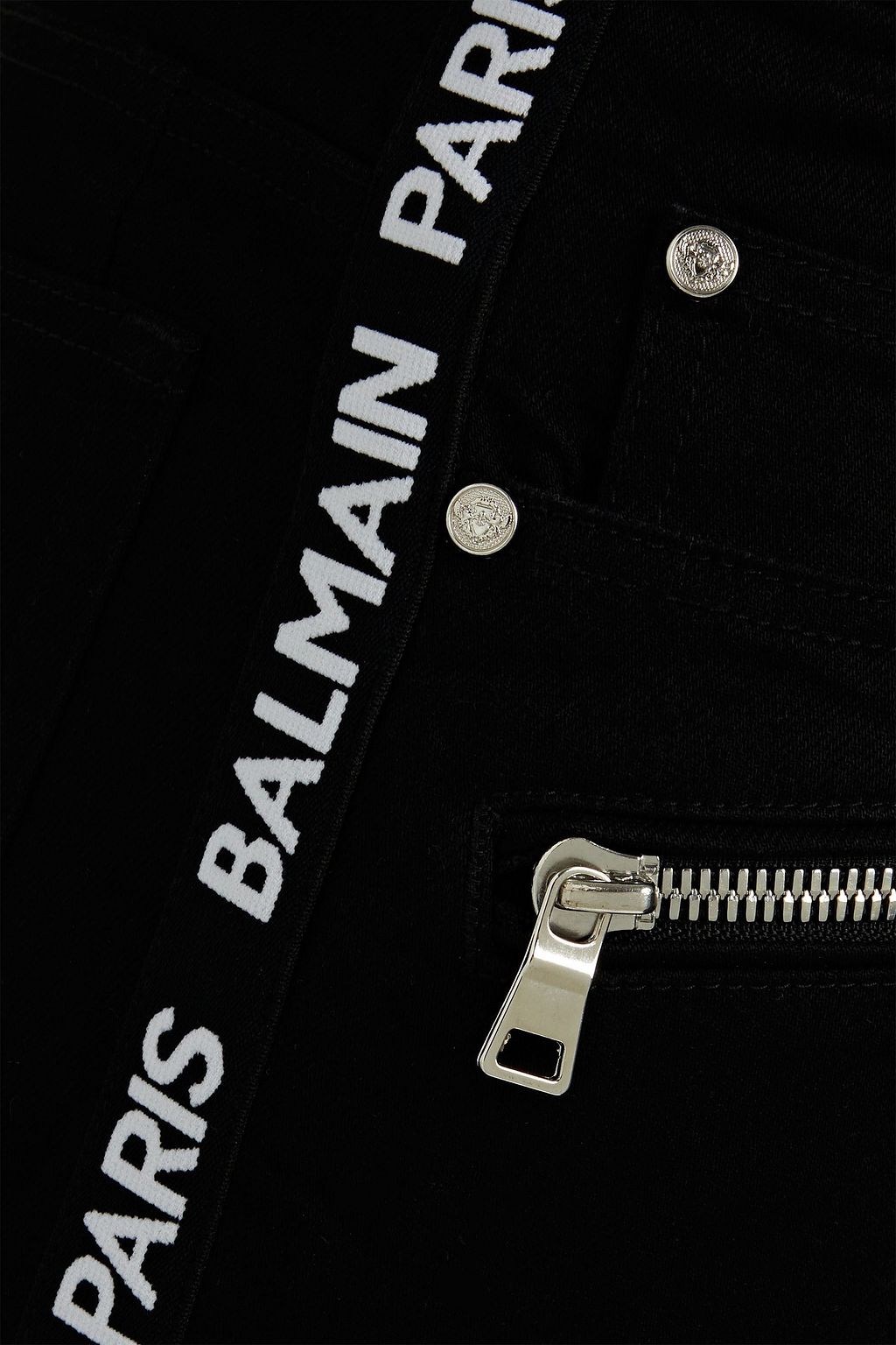 BALMAIN Skinny-fit monogram-trimmed ribbed denim jeans