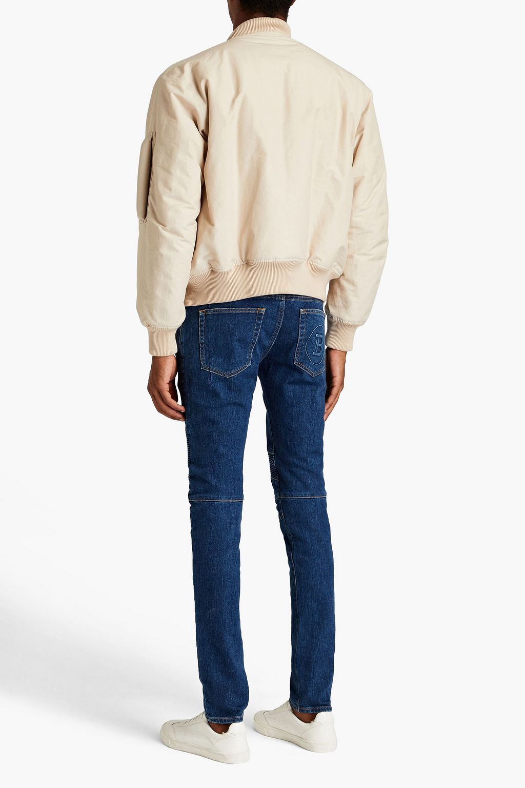 BALMAIN Skinny-fit ribbed denim jeans
