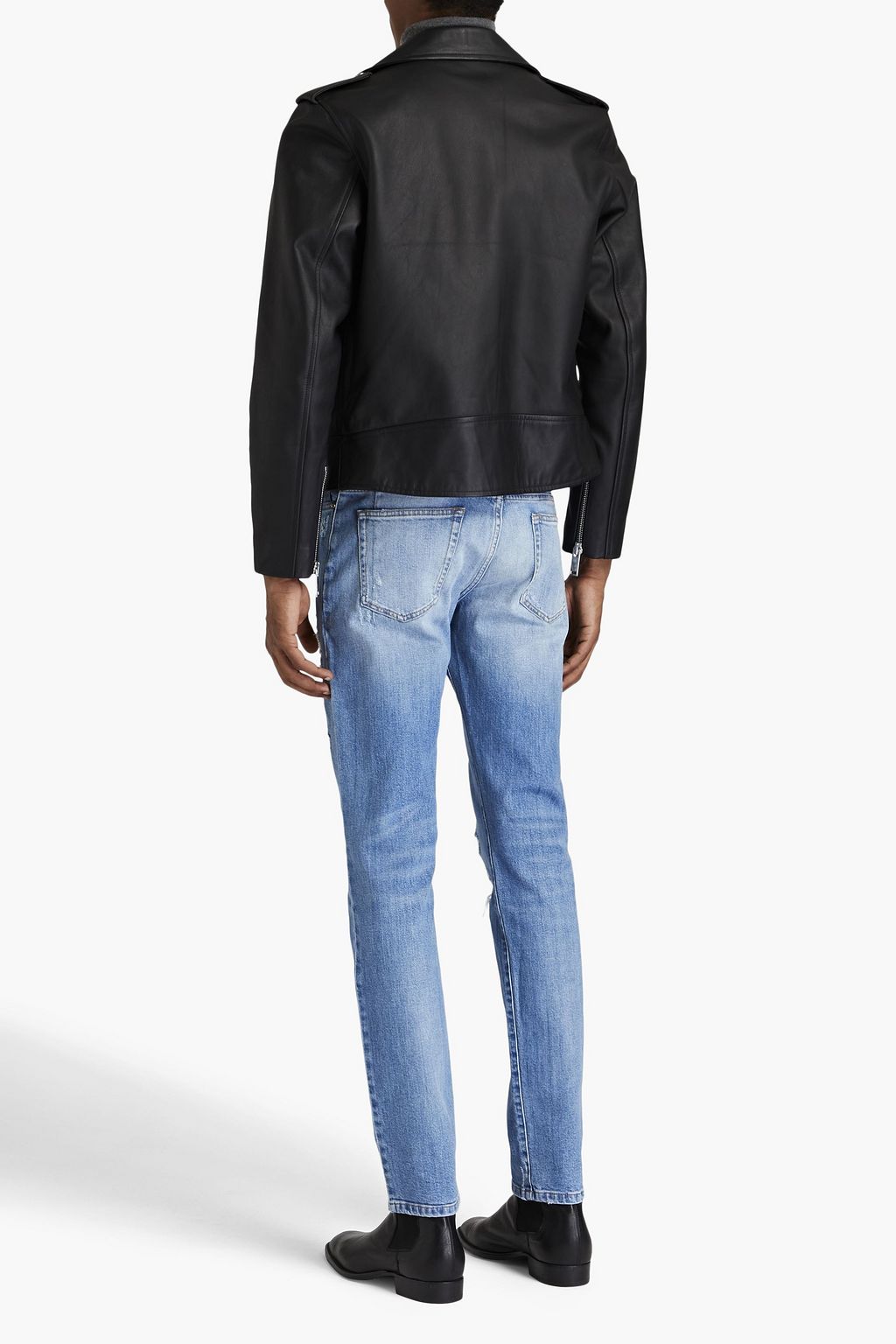 BALMAIN Skinny-fit faded distressed denim jeans