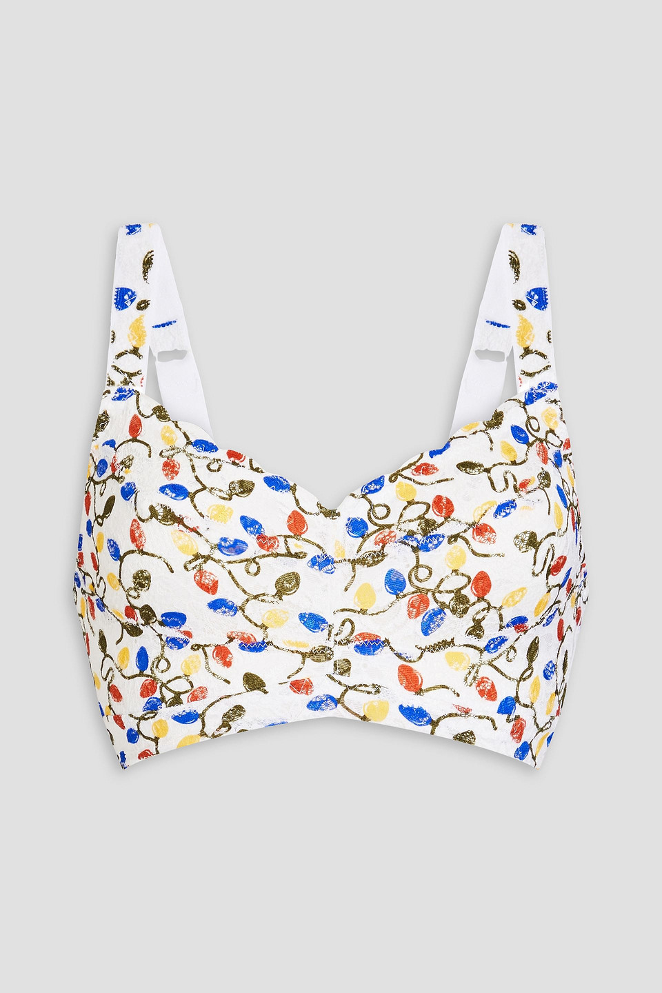 Printed stretch-lace bralette