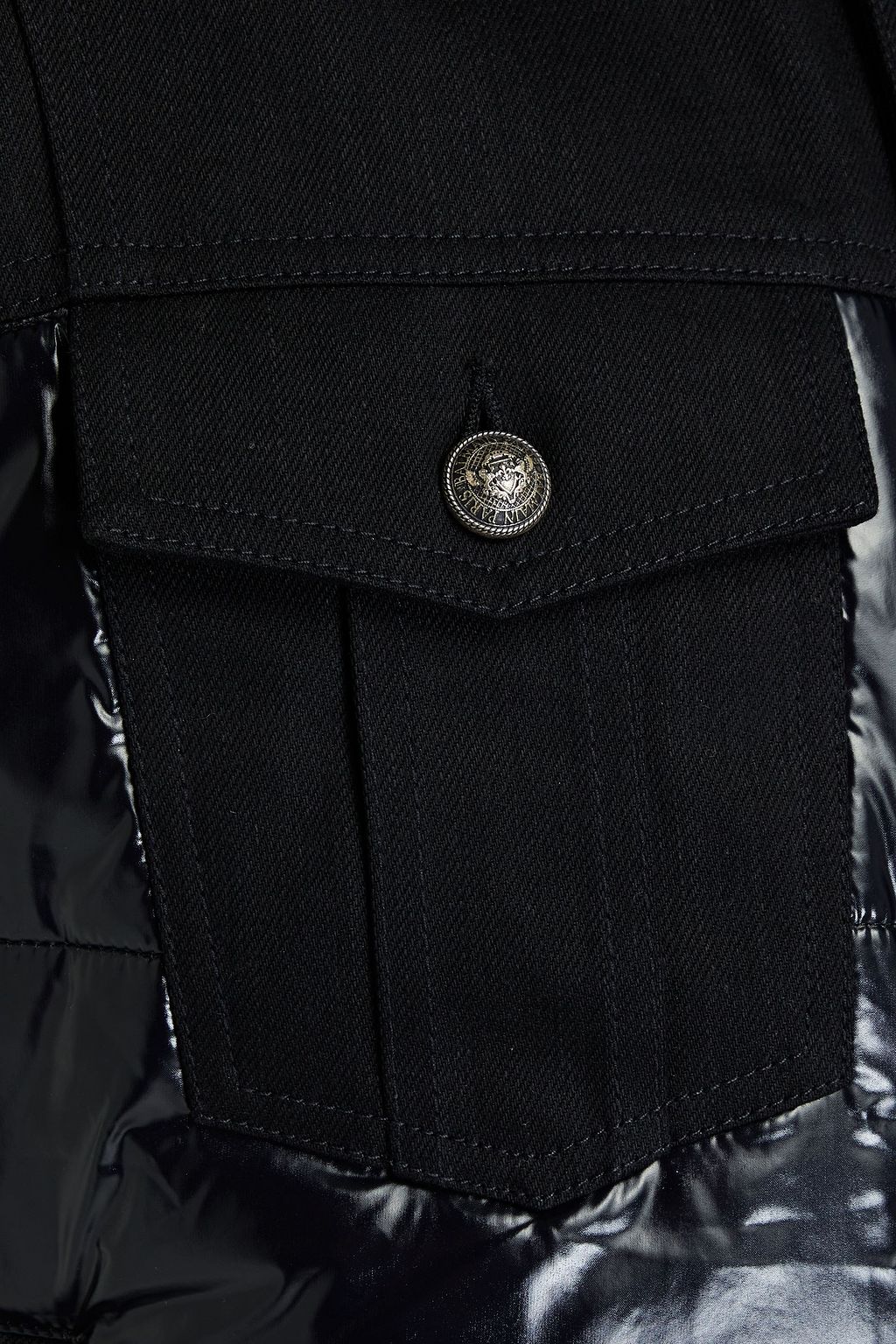 BALMAIN Denim-paneled quilted shell vest