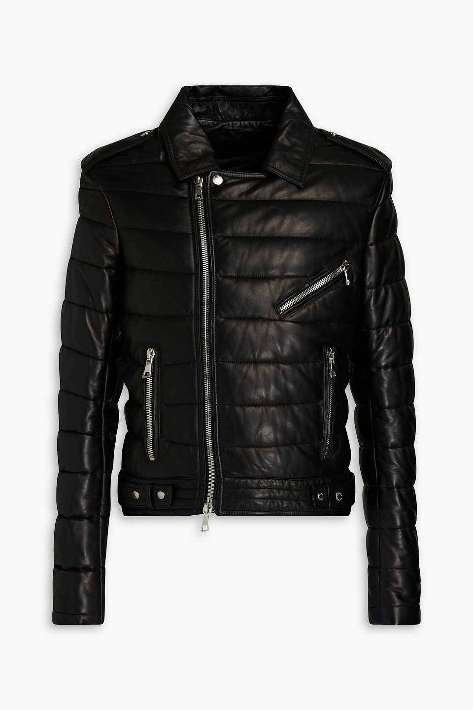 Balmain Quilted Leather Jacket In Black ModeSens