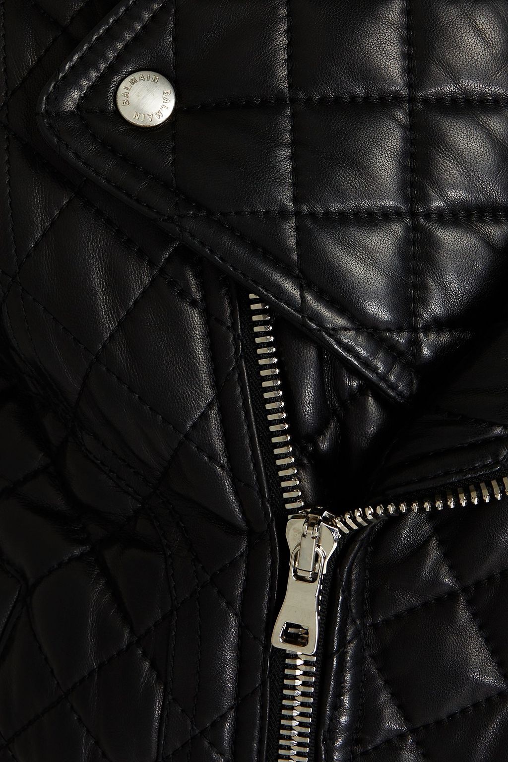 BALMAIN Quilted leather biker jacket