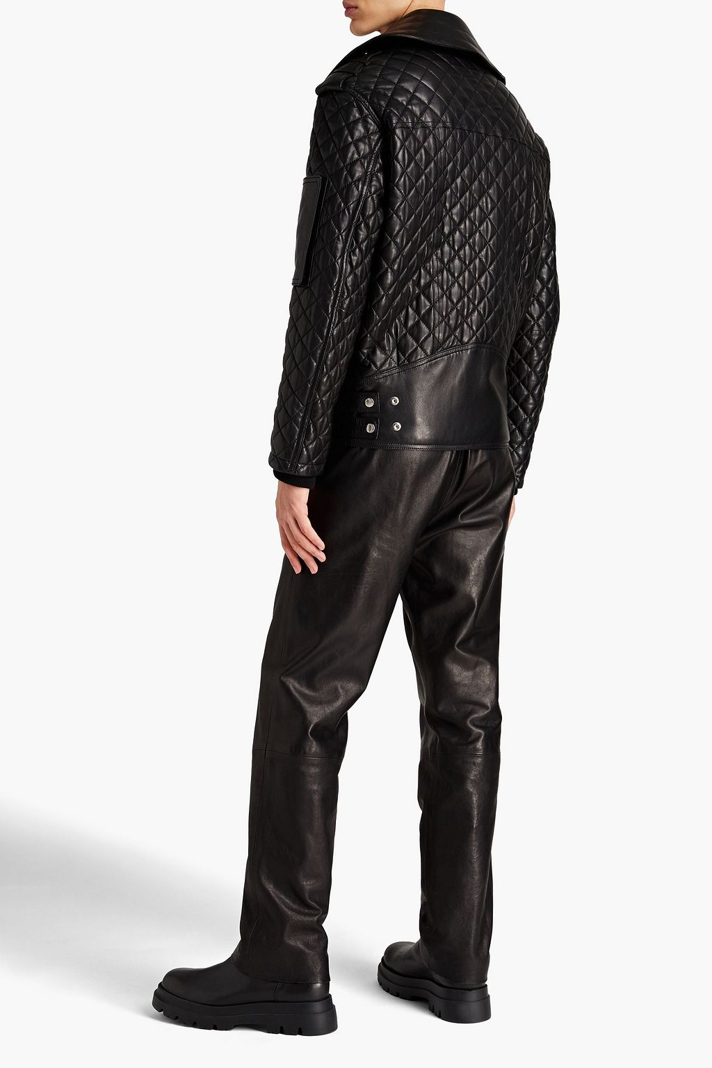 BALMAIN Quilted leather biker jacket