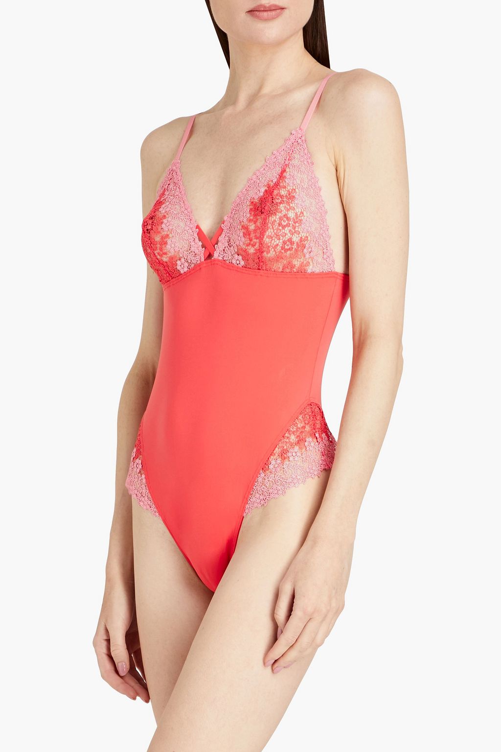COSABELLA Veneto corded lace-paneled stretch-jersey bodysuit