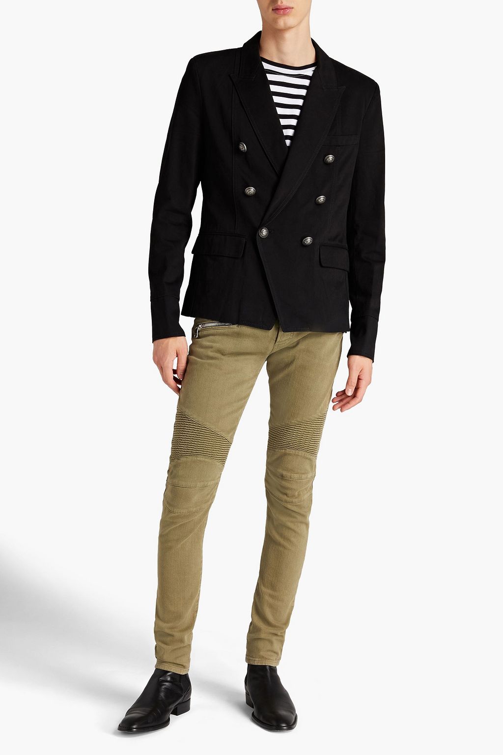 BALMAIN Doppelreihiger Blazer aus Baumwoll-Gabardine