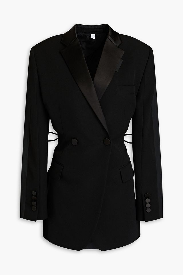 Double-breasted shell-paneled wool blazer