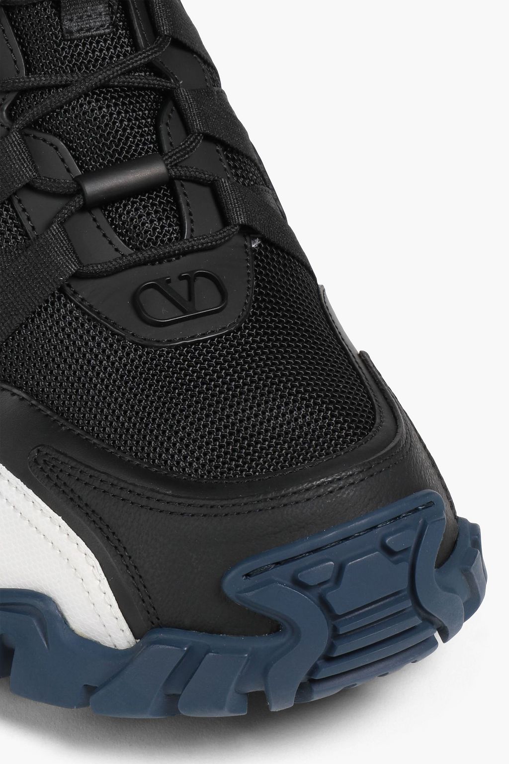 VALENTINO GARAVANI Climber leather-trimmed neon rubber and mesh sneakers