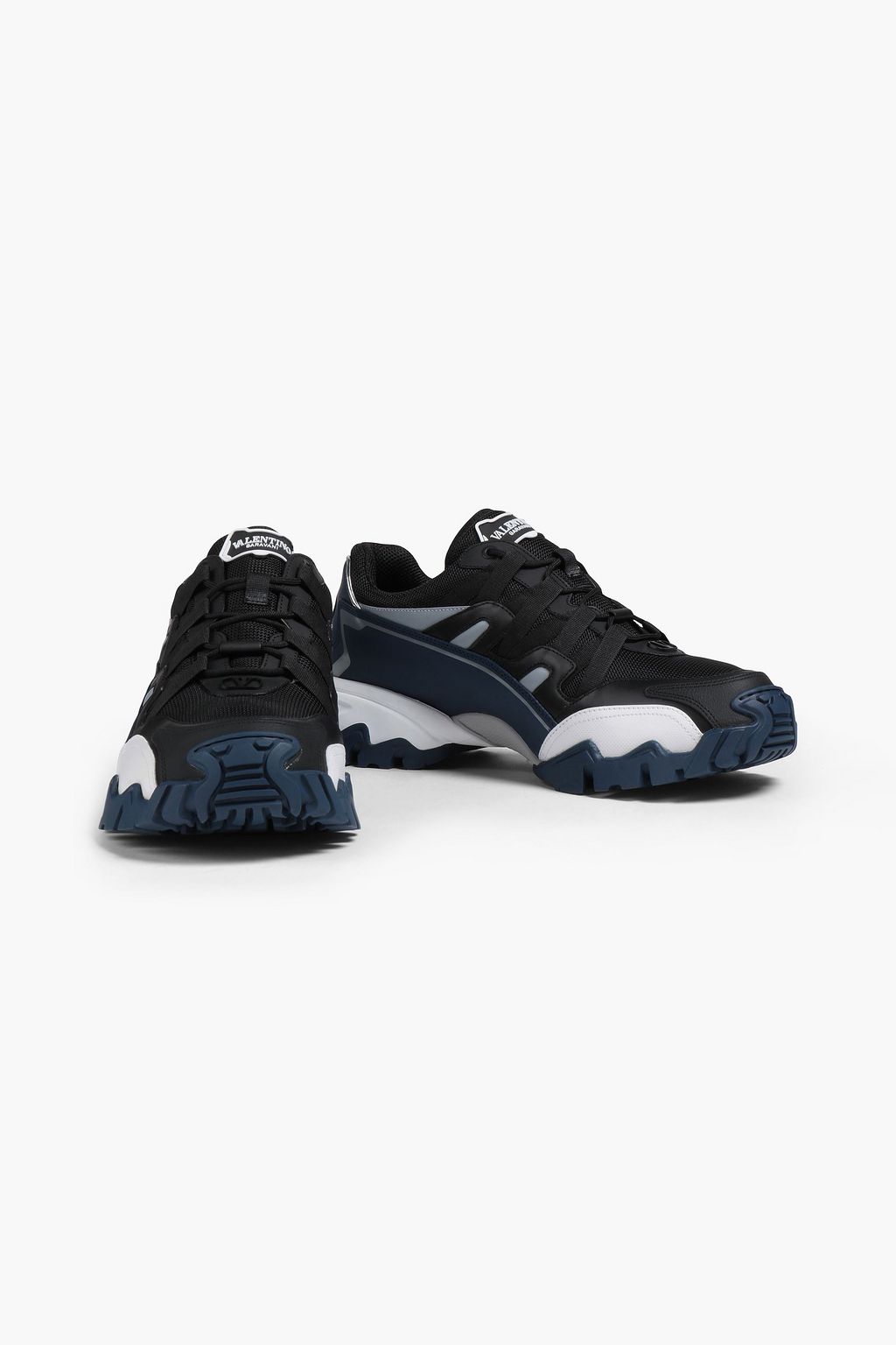 VALENTINO GARAVANI Climber leather-trimmed neon rubber and mesh sneakers