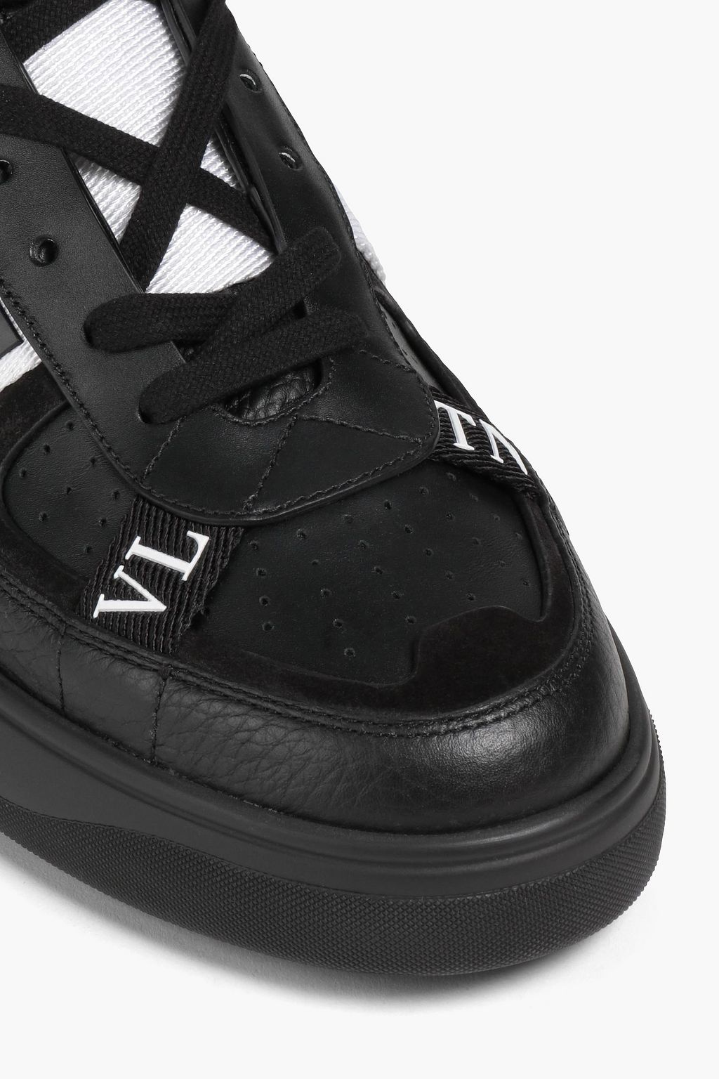 VALENTINO GARAVANI Perforierte Sneakers aus Veloursleder und Narbenleder mit Logoprint