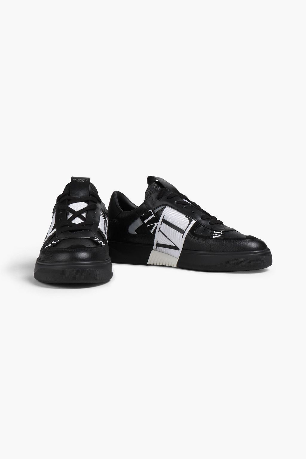 VALENTINO GARAVANI Perforierte Sneakers aus Veloursleder und Narbenleder mit Logoprint