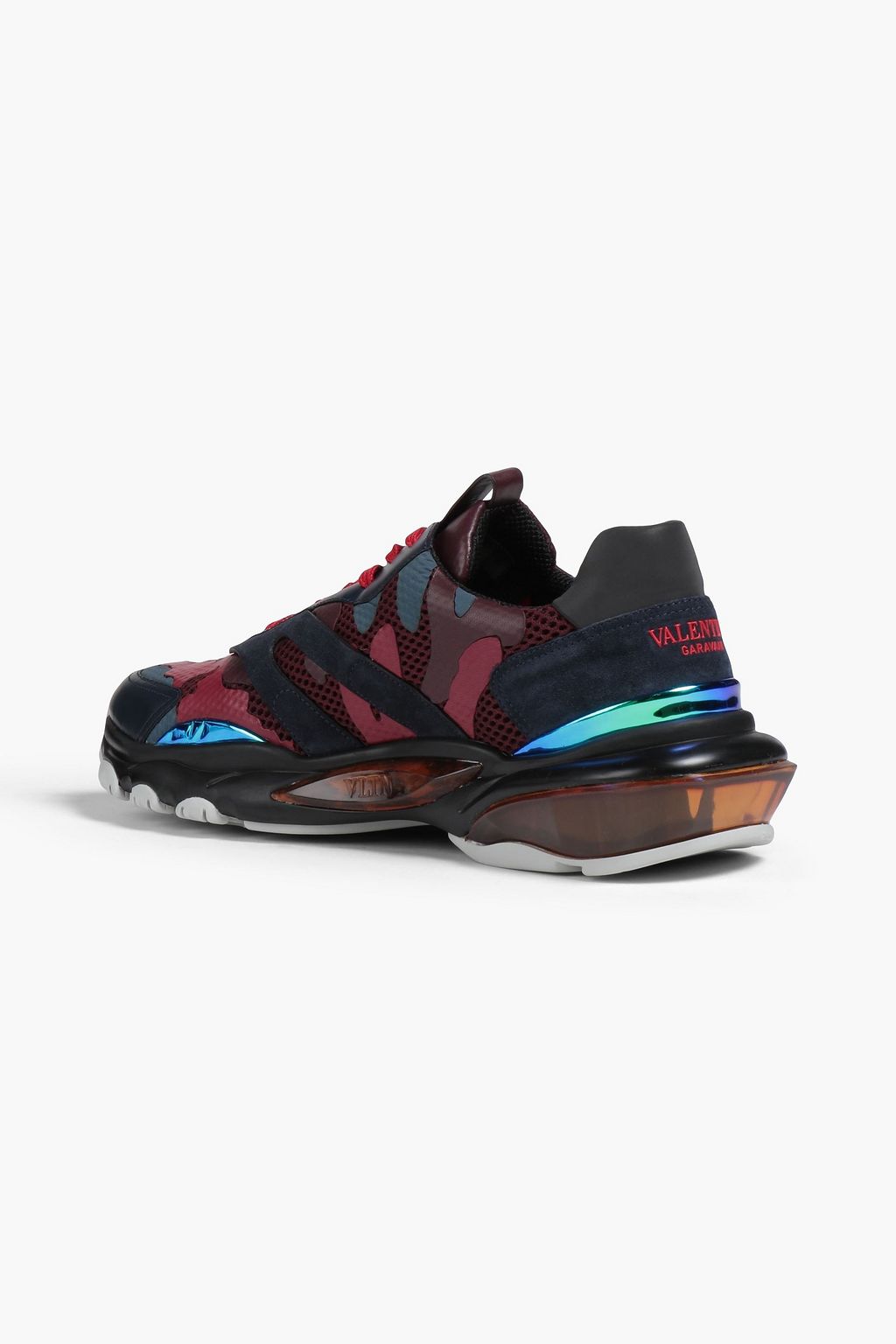 VALENTINO GARAVANI Camouflage-print leather, suede and mesh sneakers