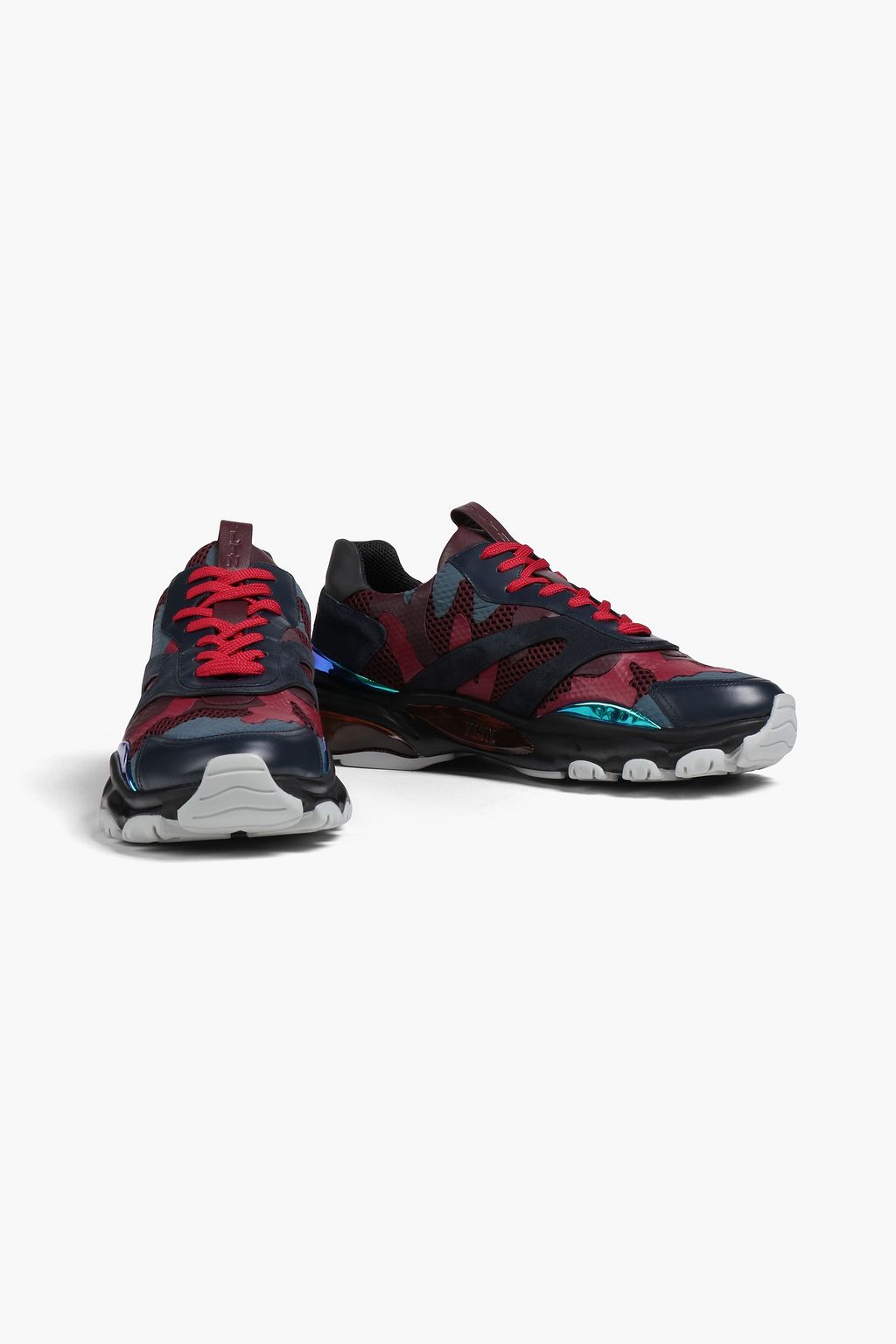VALENTINO GARAVANI Camouflage-print leather, suede and mesh sneakers