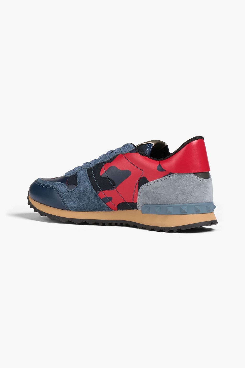 VALENTINO GARAVANI Rockrunner camouflage-print canvas, suede and leather canvas sneakers