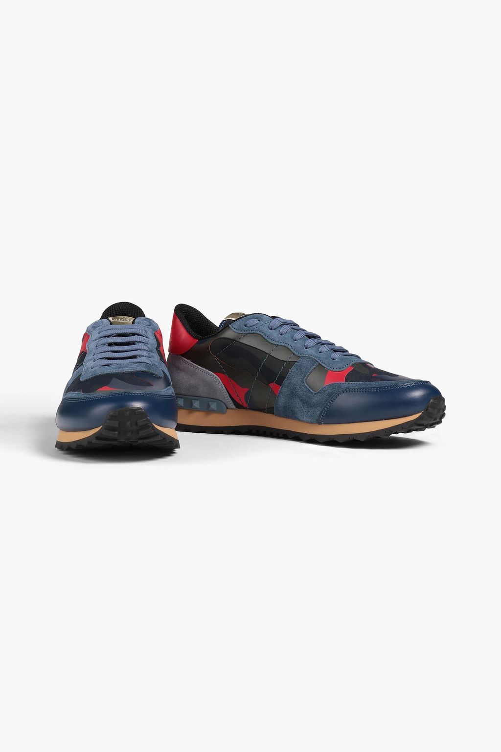 VALENTINO GARAVANI Rockrunner camouflage-print canvas, suede and leather canvas sneakers