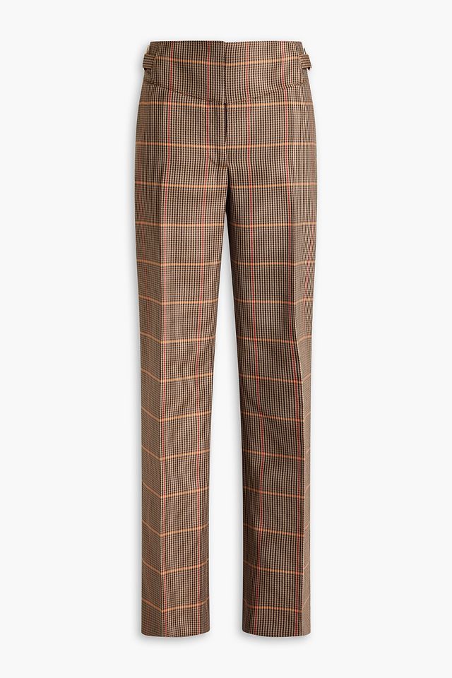 Houndstooth wool-blend flannel straight-leg pants