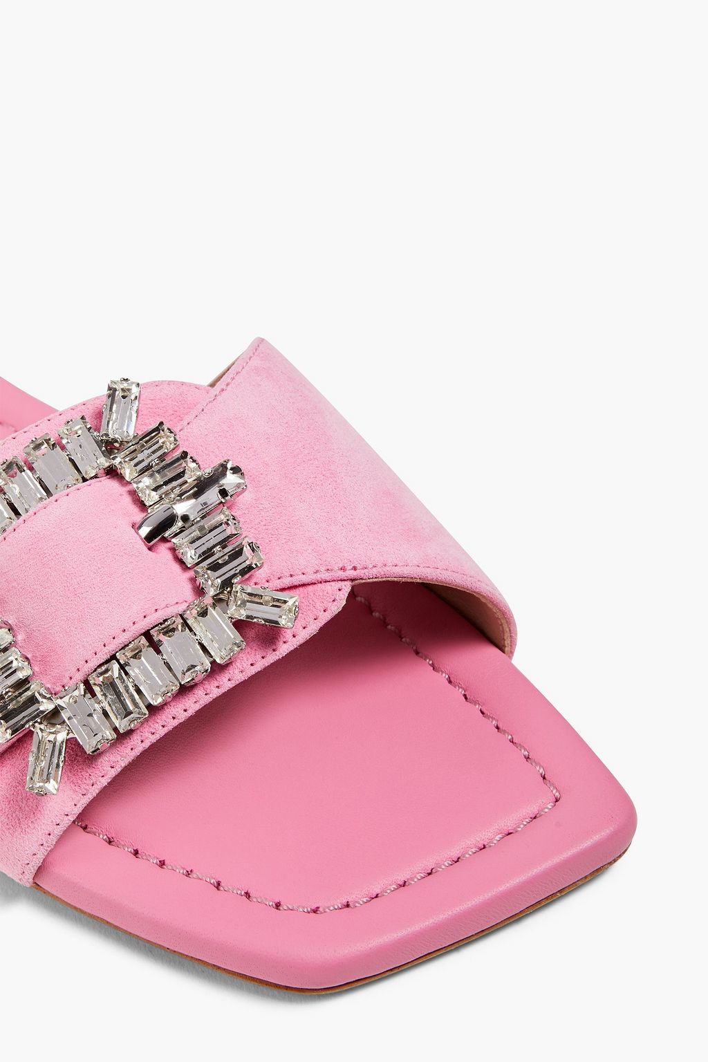 STUART WEITZMAN Embellished suede slides