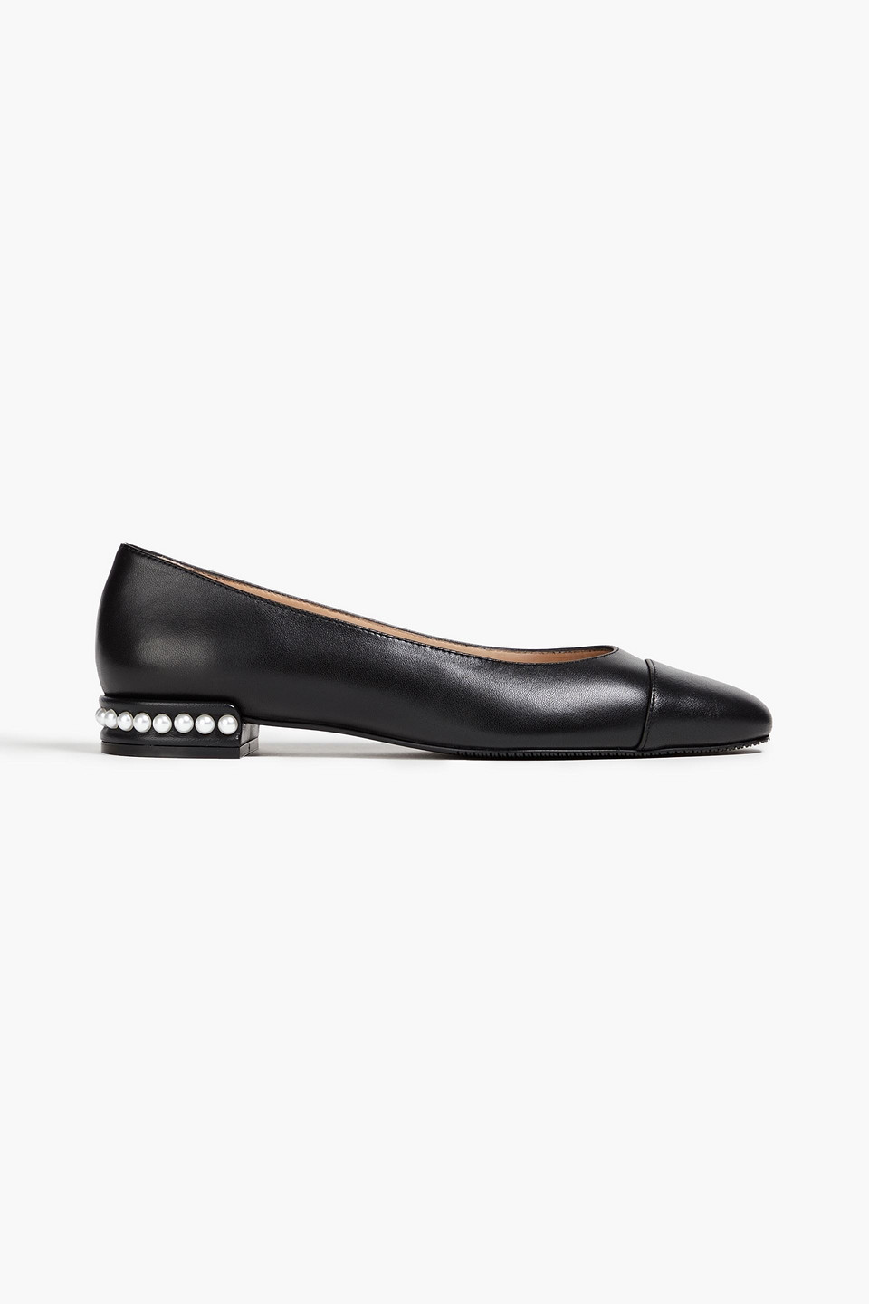 Stuart Weitzman - Faux pearl-embellished leather ballet flats - Black - EU 36