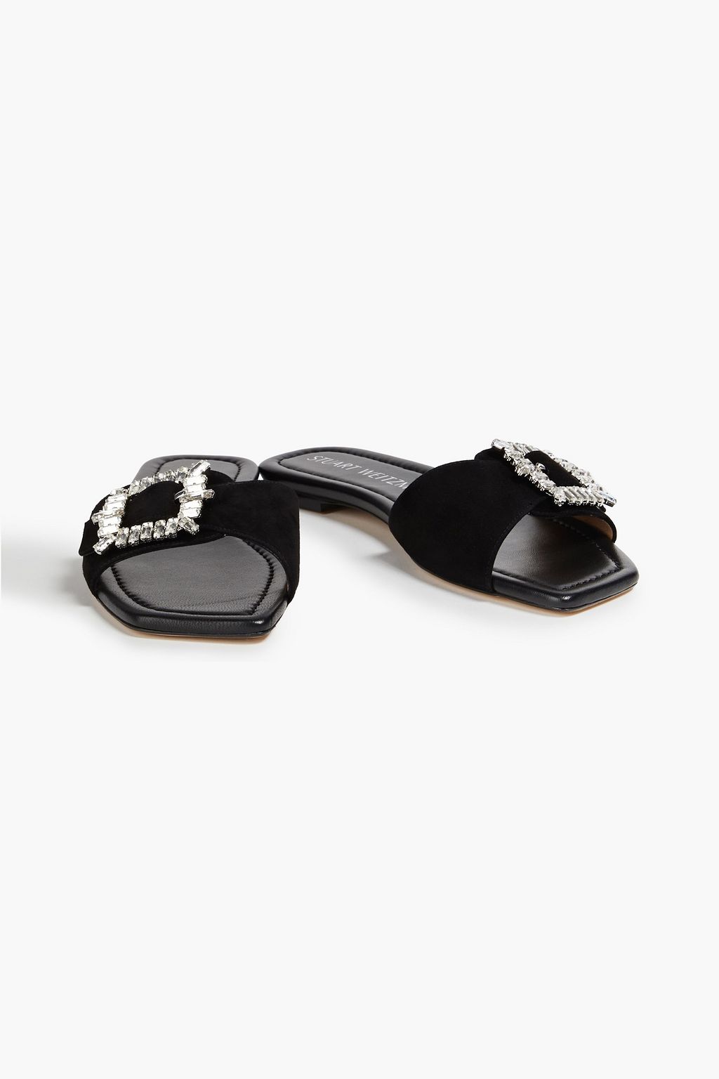 STUART WEITZMAN Embellished suede slides