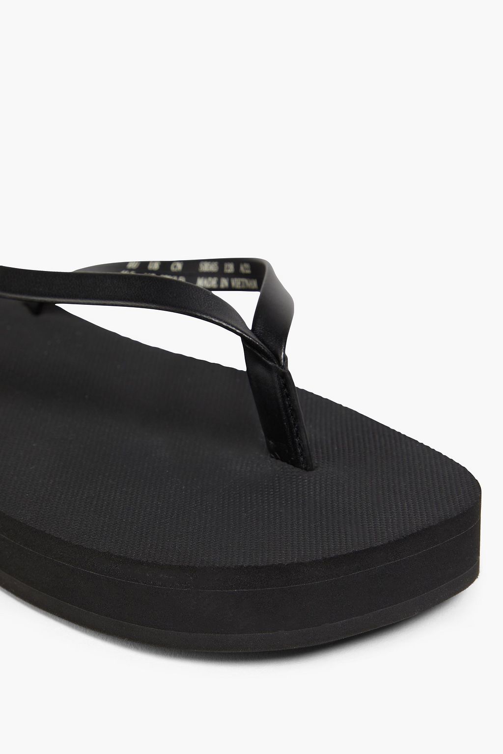 STUART WEITZMAN Embellished faux leather platform flip flops