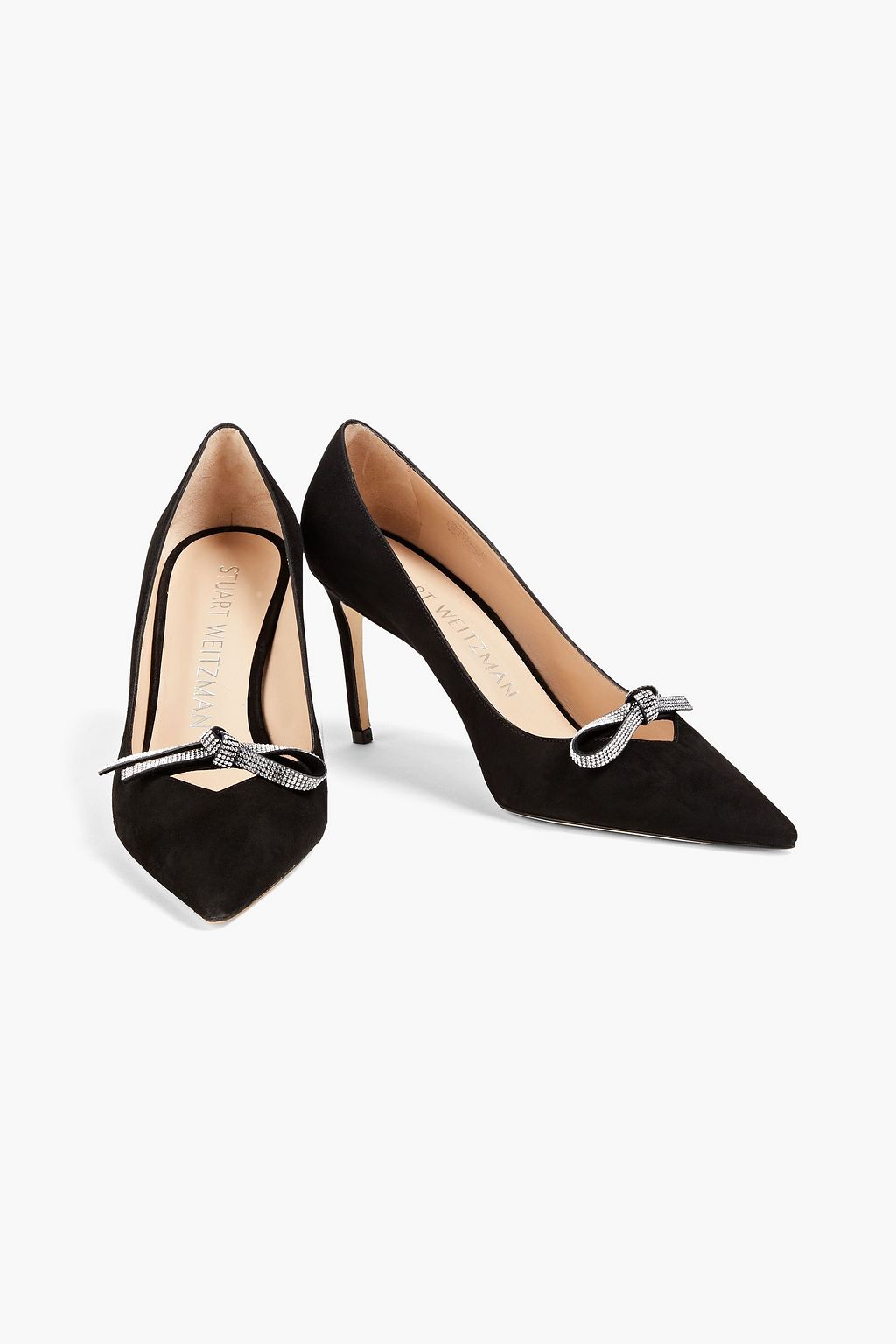 STUART WEITZMAN Embellished suede slingback pumps