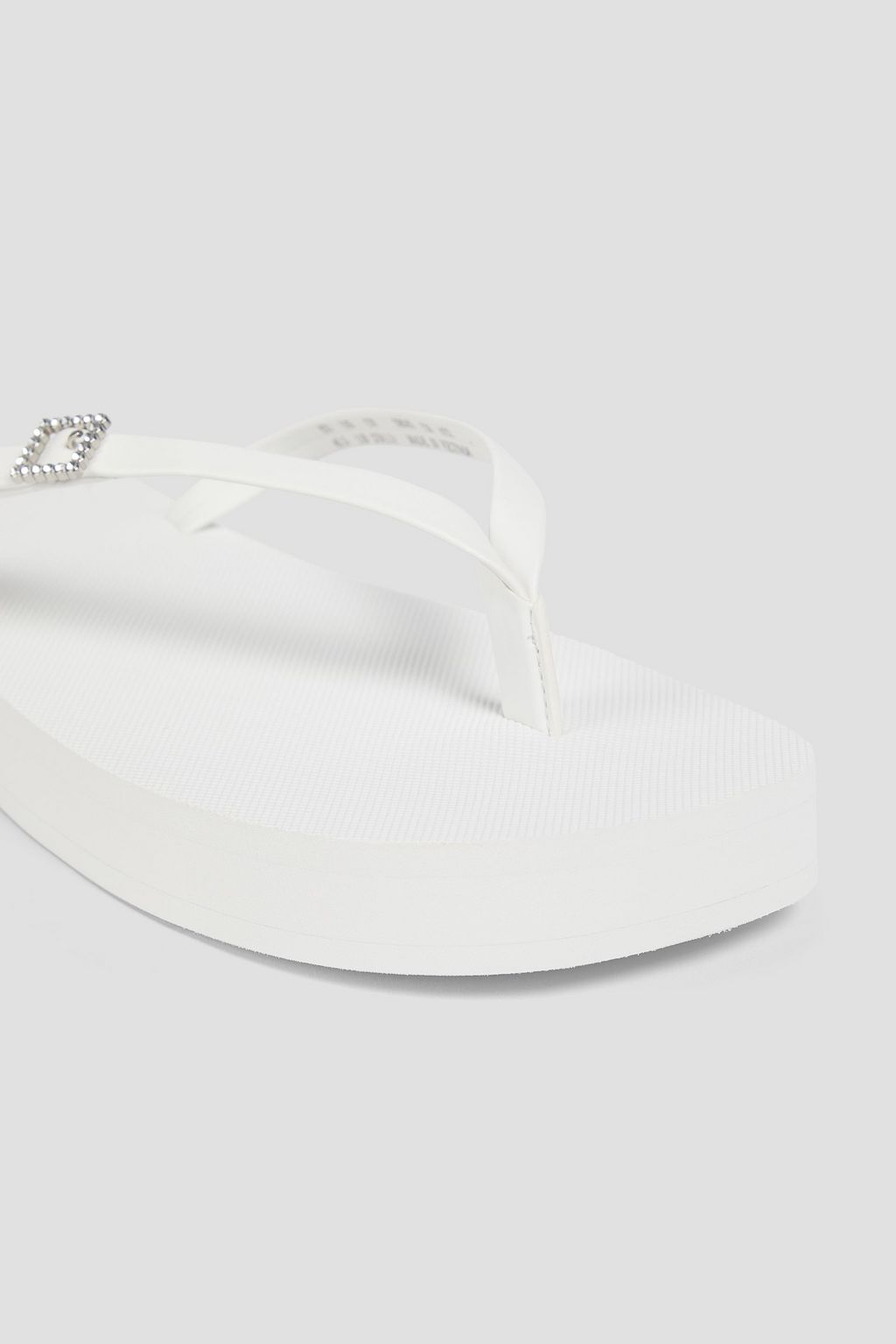 STUART WEITZMAN Embellished faux leather platform flip flops